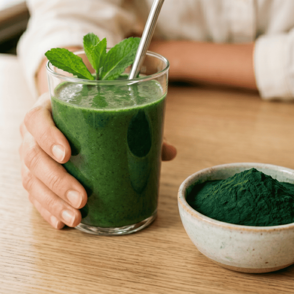 Un ejemplo de para que sirve la espirulina en batido
